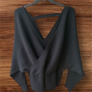 Torrid Black Ribbed Wrap Front Knit Top with Back Strap Size 3 (3X)